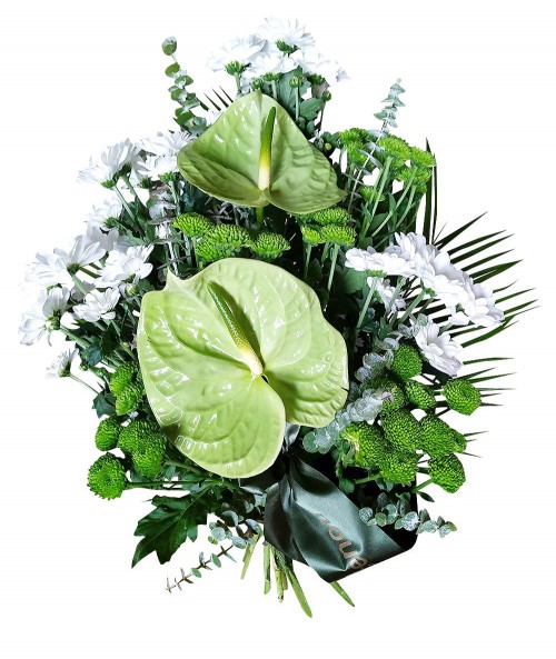 Funeral bouquet green-white